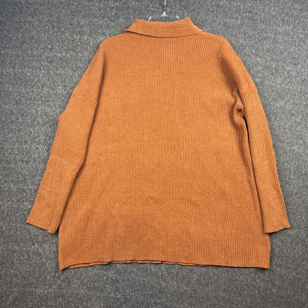 Pink Lily Sweater 2XL Plus Size Rust Ribbed‎ Knit Button Down Shacket Collared - Picture 2 of 7